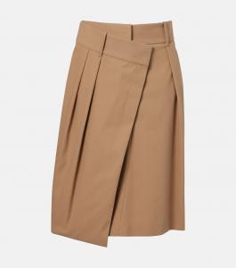 Хлопковая плиссированная юбка миди Loewe, бежевый
