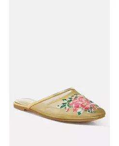 Шлепанцы Shara с цветочной вышивкой на сетке London Rag, белый