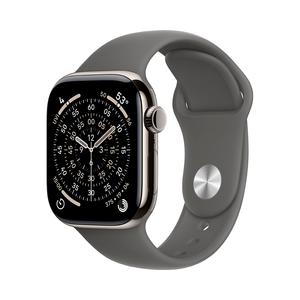 Умные часы Apple Watch Series 11 (GPS+Cellular), 42 мм, Natural Titanium Case/Stone Gray Sport Band - S/M