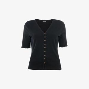 Футболка из хлопковой смеси с V-образным вырезом и оборками Whistles, черный