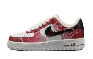 Nike Кроссовки для скейтборда unisex низкие Air Force 1 с амортизацией, износостойкие белые с красным