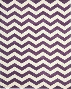 Ковер SAFAVIEH, 244 x 305 см, - коллекция Chatham - большой - Purple & Ivory, ручной работы из шерсти, узор Chevron, идеально для гостиной, спальни, офиса, столовой (CHT715F)