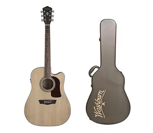 Акустическая/электрогитара Washburn Heritage 10 серии с вырезом - массивная ель + Washburn Deluxe Dreadnought