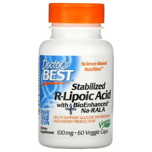 Doctor's Best Stabilized R-Lipoic Acid with BioEnhanced Na-RALA 100 mg 60 Veggie Caps