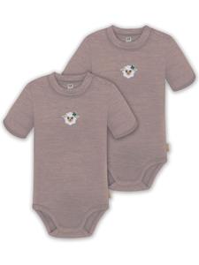 Normani Outdoor Sports Комплект из 2 детских боди унисекс из мериносовой шерсти с короткими рукавами и застежками-кнопками, розового цвета