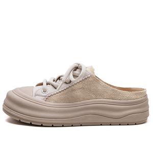 MATA Женские противоскользящие тапочки с закрытым носком и резиновой подошвой бежевые, цвет Beige