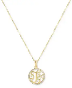 Ожерелье с подвеской в виде монограммы из кубического циркония, 18 дюймов, из 18-каратного золота на основе стерлингового серебра, созданное для Macy's. Giani Bernini, gold
