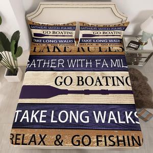 Erosebridal Комплект постельного белья Lake House с ретро-принтом под дерево в коричневом цвете, Multi 22