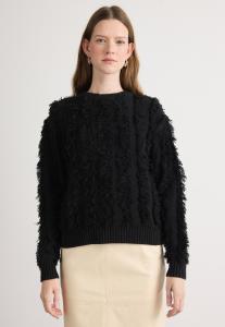 Джемпер DKNY LONG SLEEVE CREW NECK FRINGE STITCHING, Black