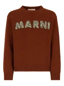 Шерстяной свитер с логотипом Marni, коричневый
