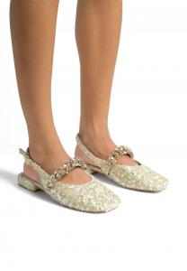 Туфли-лодочки с открытой пяткой CON CIERRE CON HEBILLA. Alma en Pena, золотой