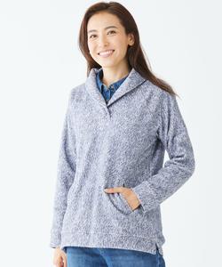 Меланжевая флисовая кофта в традиционном стиле, воротник-шаль, укороченный американский размер.