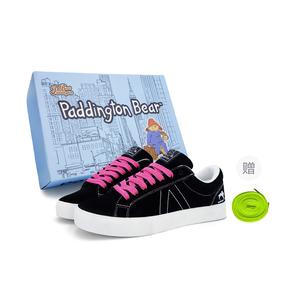 Ударопрочные сбалансированные низкие кроссовки для скейтбординга унисекс Paddington Bears, Black Pink (Neon Green/Rose Red Shoelace)[Custom Box Included]
