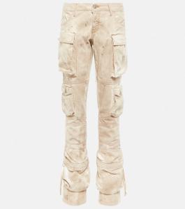Джинсовые брюки карго с низкой посадкой THE ATTICO, бежевый