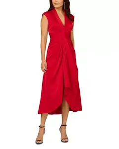 Плиссированное миди-платье А-силуэта Aidan Mattox, красный