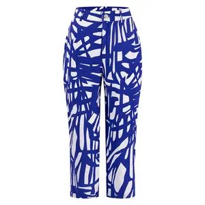 Брюки Fynch Hatton 7/8 Abstract Linen Mix, синий