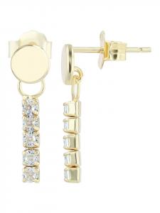 Adeliás Женский кулон из серебра 925 пробы с фианитами в золотой оправе