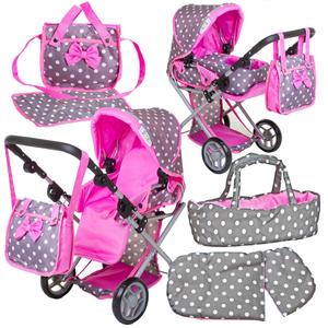 Кукольная коляска Deep Gondola / Коляска 3в1 Дорис - комплект: переноска, постельное белье, сумка + пеленальный коврик Doris
