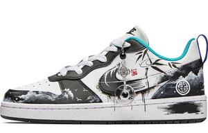 Nike Court Borough с амортизацией, износостойкие низкие детские скейтбординг кроссовки Black White для подростков