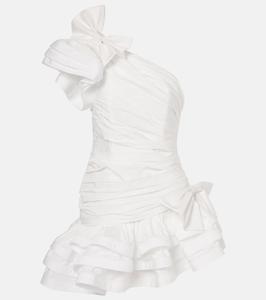 Мини-платье из тафты с оборками Alessandra Rich, белый