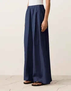 Широкие брюки темно-синего цвета из 100% льна OYSHO
