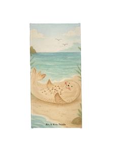 Mr. & Mrs. Panda Дизайн шезлонга с изображением банного полотенца без слогана, пастельно-желтый цвет