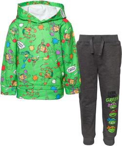 Детский флисовый костюм Teenage Mutant Ninja Turtles, Hoodie And Pants, 2 предмета, зеленый/серый