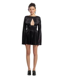 Женское мини-платье черного цвета с длинными рукавами и глубоким V-образным вырезом PCFG, Jet black