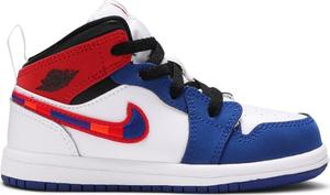Кроссовки Air Jordan 1 Mid SE TD Multicolored Swoosh, белый