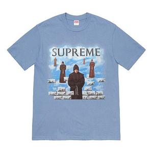 Футболка fw19 week 1 levitation tee printing short sleeve blue gray Supreme, серый