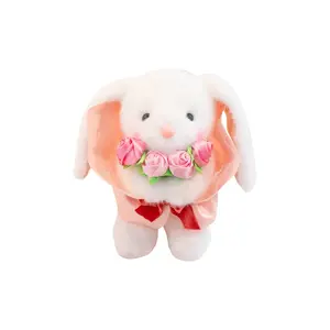 Cute Chip Плюшевая кукла Hugging Flower White Bunny высотой 27 см