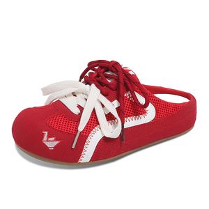 Женские сандалии с закрытым носком, устойчивые к истиранию и резиновой подошвой JINDUN, Red