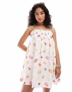 Льняная мини-блуза Miss Selfridge с фруктовым принтом