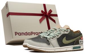 Jordan Баскетбольные кроссовки Air 1 с низким верхом, устойчивые к скольжению, мужские, цвет: зеленый, коричневый, красный