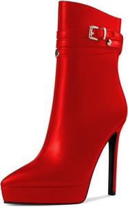 Женские ботильоны YDN с заостренным носком и высоким каблуком-стилетто, средние по голенищу, с заклепками и боковой молнией, размер 4-15 US, Red