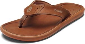 Мужские кожаные сандалии OLUKAI Pili, элегантный и универсальный дизайн, удобные и водонепроницаемые ремешки, поддержка свода стопы и для повседневной носки, Fox/Fox