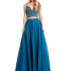 Двухкомпонентное платье для выпускного вечера из шифона в павлиньем синем цвете RACHEL ALLAN