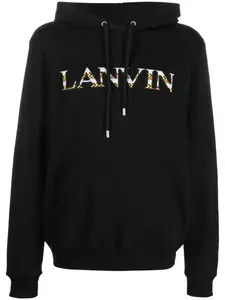 Худи с карманом-муфтой и вышитым логотипом Lanvin, черный