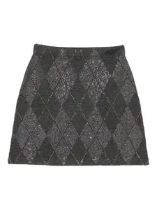 Юбка А-силуэта с ромбовидным узором Alexander Wang, серый