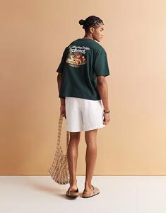 Футболка свободного кроя ASOS DESIGN с изображением фруктов темно-зеленого цвета