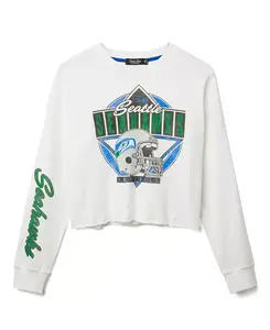 Женская флисовая куртка-укороченный топ с изображением шлема команды НФЛ "Сиэтл Сихокс". Junk Food Clothing, белый