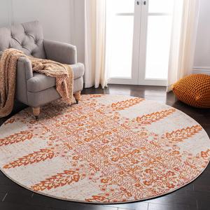 Ковер SAFAVIEH, 201 x 201 см, коллекции Evoke, круглый, Ivory & Gold, дизайн бохо, не линяет и прост в уходе, идеален для помещений с высокой проходимостью в гостиной, спальне (EVK521R)