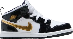 Кроссовки Air Jordan 1 Mid Patent TD Black Gold, черный