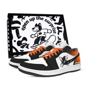 Jordan Кроссовки баскетбольные Air 1 Vintage унисекс низкие Black, White, Orange