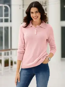 Вдохновения Вязаный свитер "Свитер-поло" Inspirationen, розовый