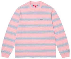 Футболка Supreme с длинными рукавами и полосками, с карманами, розового цвета