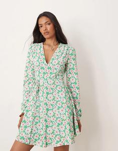 Glamorous мини-платье с V-образным вырезом в зеленом цвете