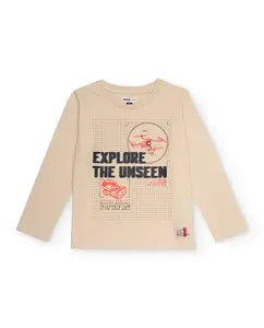 Бежевая футболка с длинным рукавом для мальчика с технологическим принтом Tuc tuc