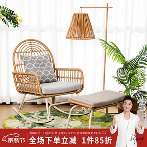 Purple Leaf Кресло-качалка weier из ротанга с подушкой, пуфиком и декоративной подушкой