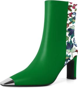 Женские ботильоны AUMOTED на толстом каблуке с высокой платформой, серебристой носовой частью, квадратным носком, боковой молнией, модные короткие ботинки, каблук 3,5 дюйма